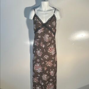 H&M NWT SZXXL Brown Floral Slip Dress Romantic Whimsigoth ECO Fairy Grunge